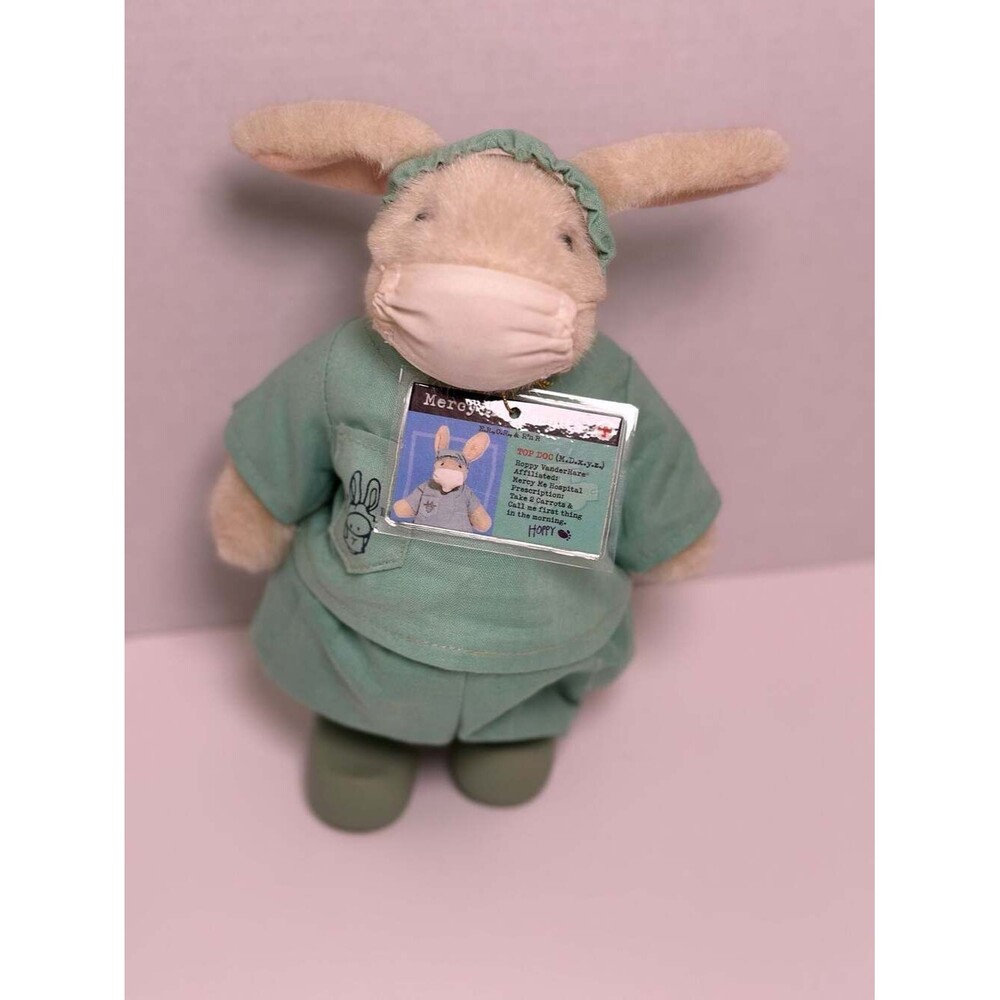 Vintage Hoppy VanderHare Mercy Me Hospital Top Doc Rabbit Plush 1997